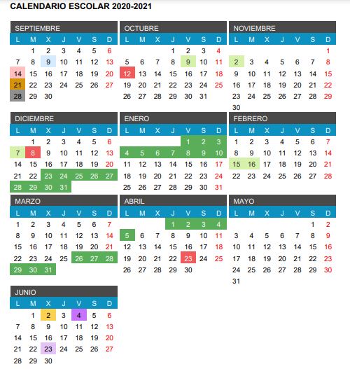 calendario escolar20-21
